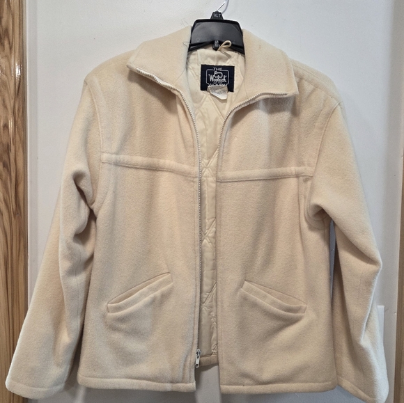 Woolrich Cream Vintage Quilted Wool Winter Coat - Picture 6 of 6